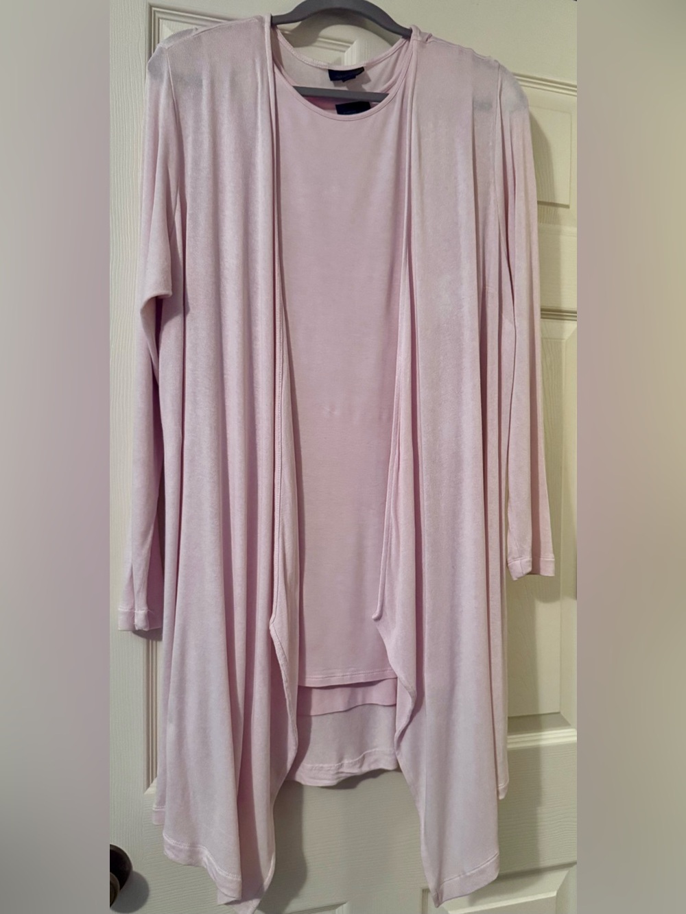 J.Jill Wearever Light Pink Open-Front Draped Cardigan with Matching Tank